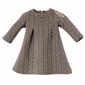 Le Top Baby Girls Gray Quilted Knit Dress Size 6 Months Long Sleeve